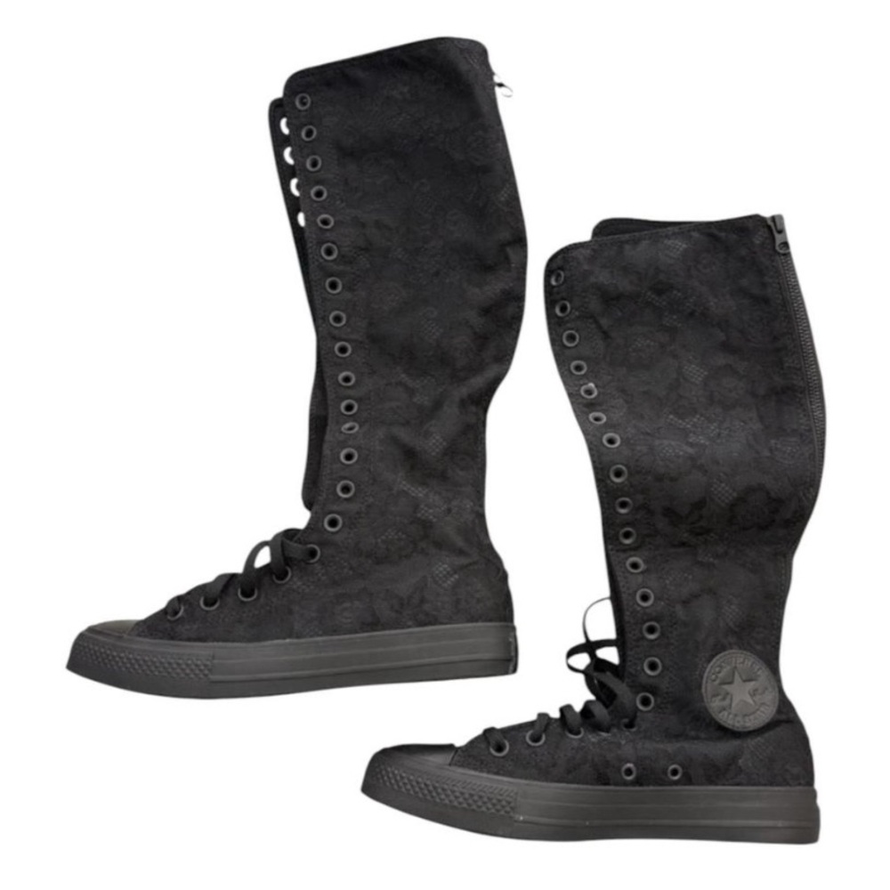 Converse Black Lace-Up Knee-High Canvas Boots